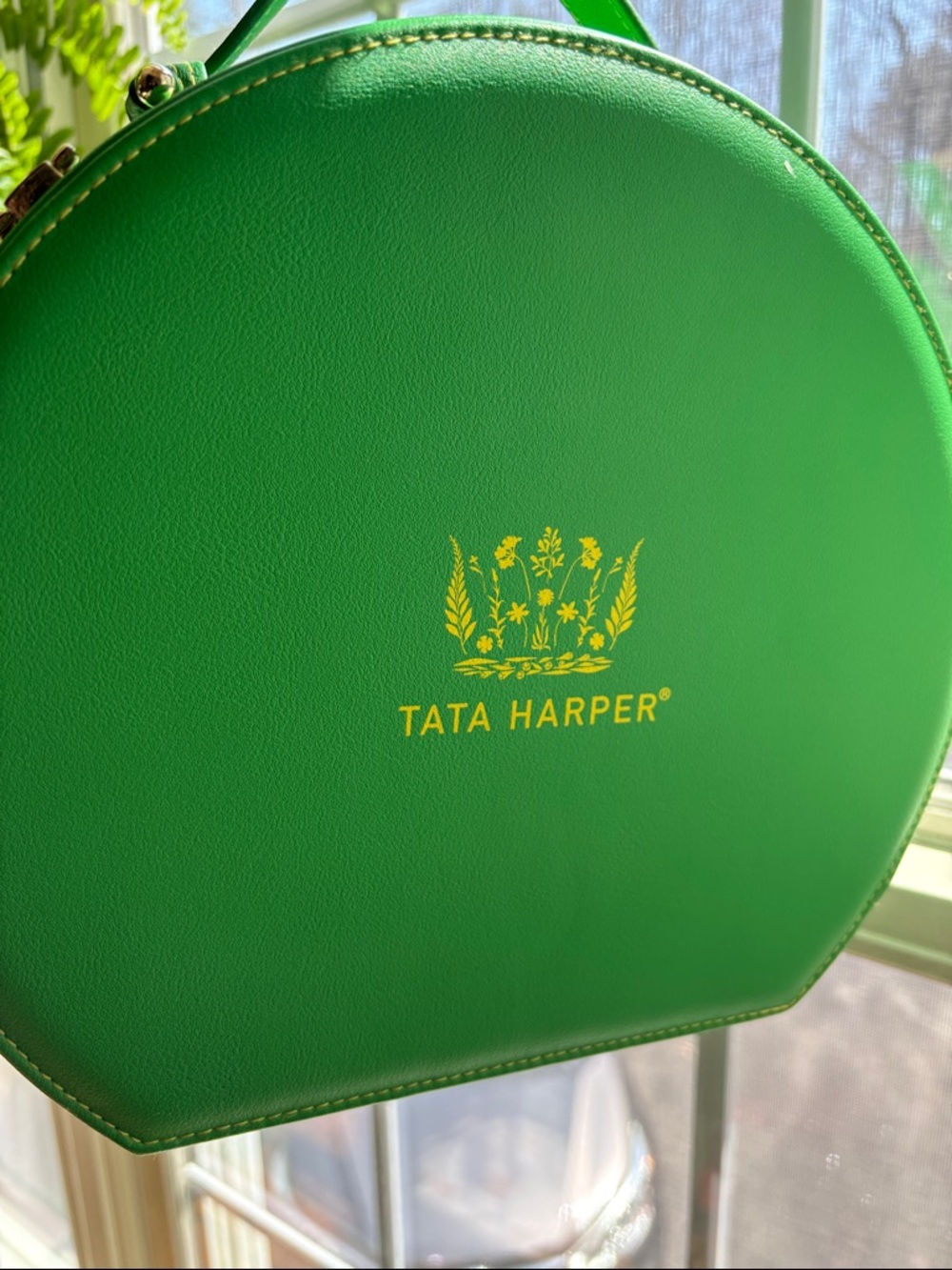 Tata Harper Emerald Green Round Top-Handle Cosmetic Case - Picture 7 of 9